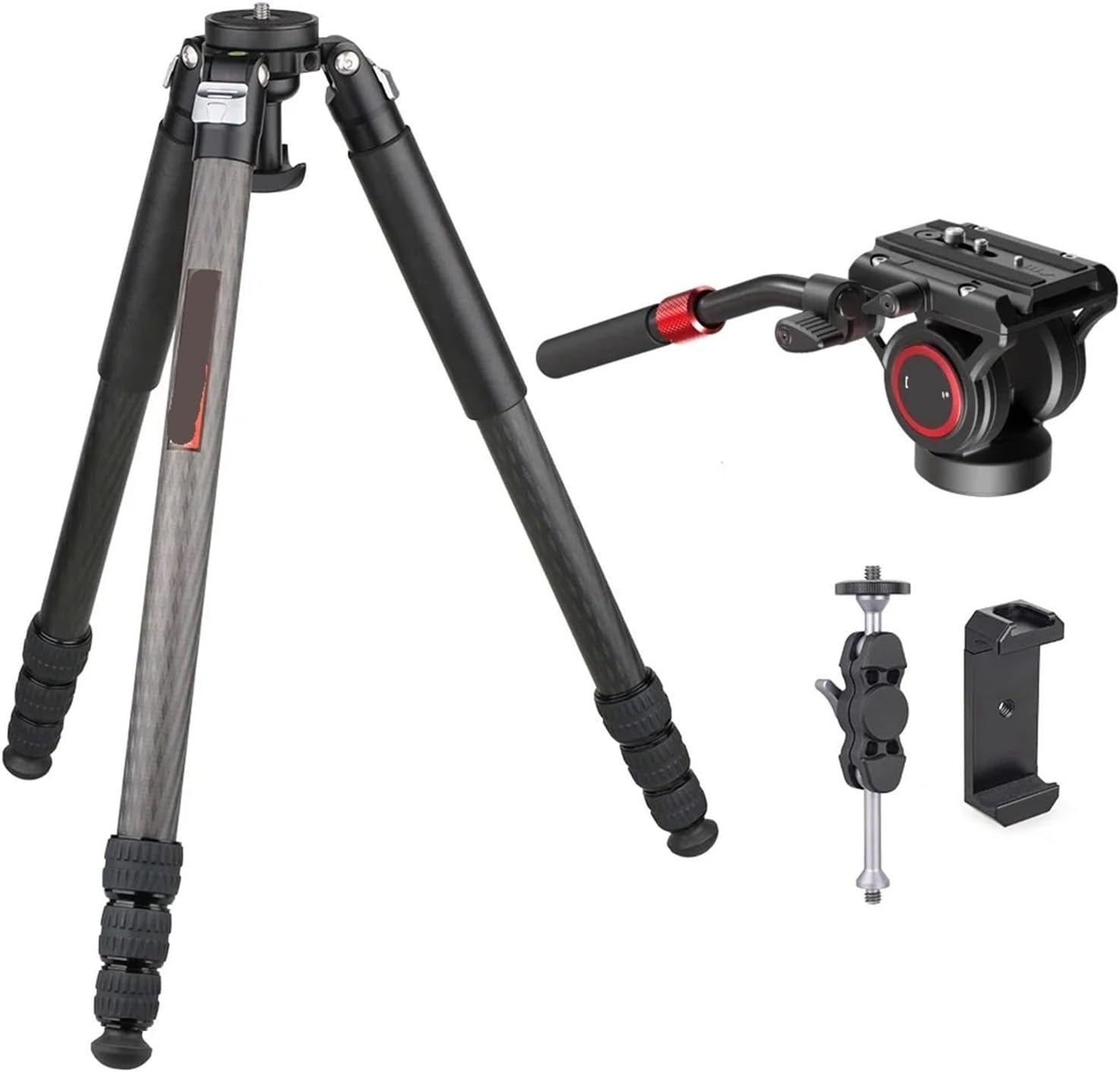Heavy Duty Professional Carbon Fiber Tripod 75mm Bowl Adapter Max Tube 32.5mm ET7C(Fluid Head Holder)