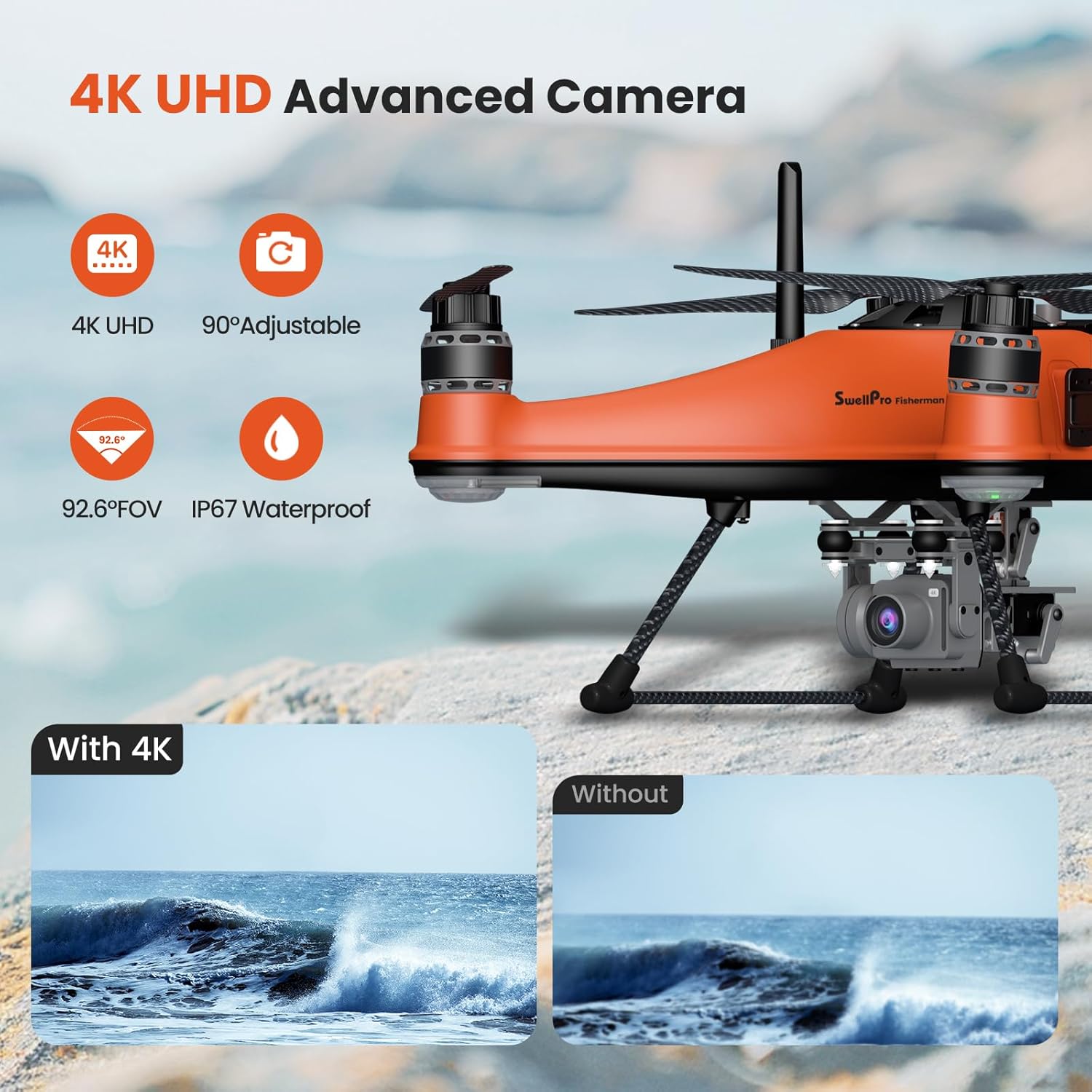 FD3 Fishing Drone with 4K Camera & 4.4LBS Payload Capacity, 1.3KM Casting Range, Auto Drop & Return, IP67 Waterproof Advanced Drone Set for Adults