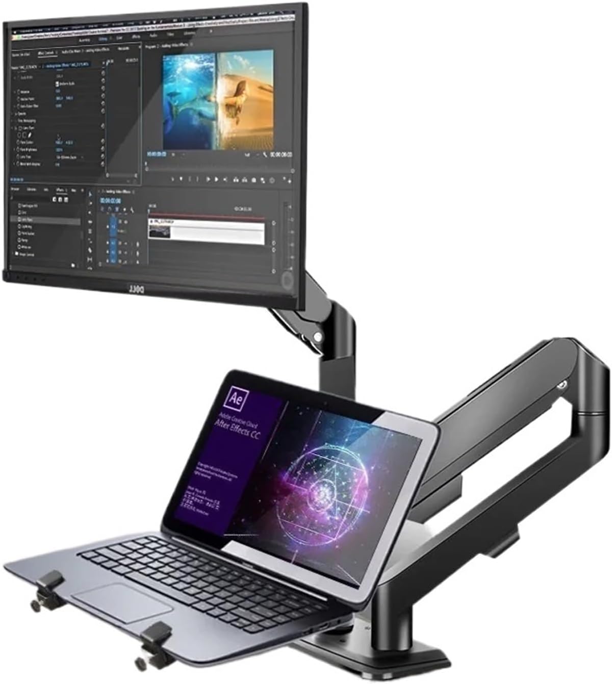 Laptop Stand 10-16 Inch Height Adjustable Desk Stand Monitor Tilt and Swivel Full Motion Mounting Arm Stand Mesa PC XY360(H22B-XY360B)