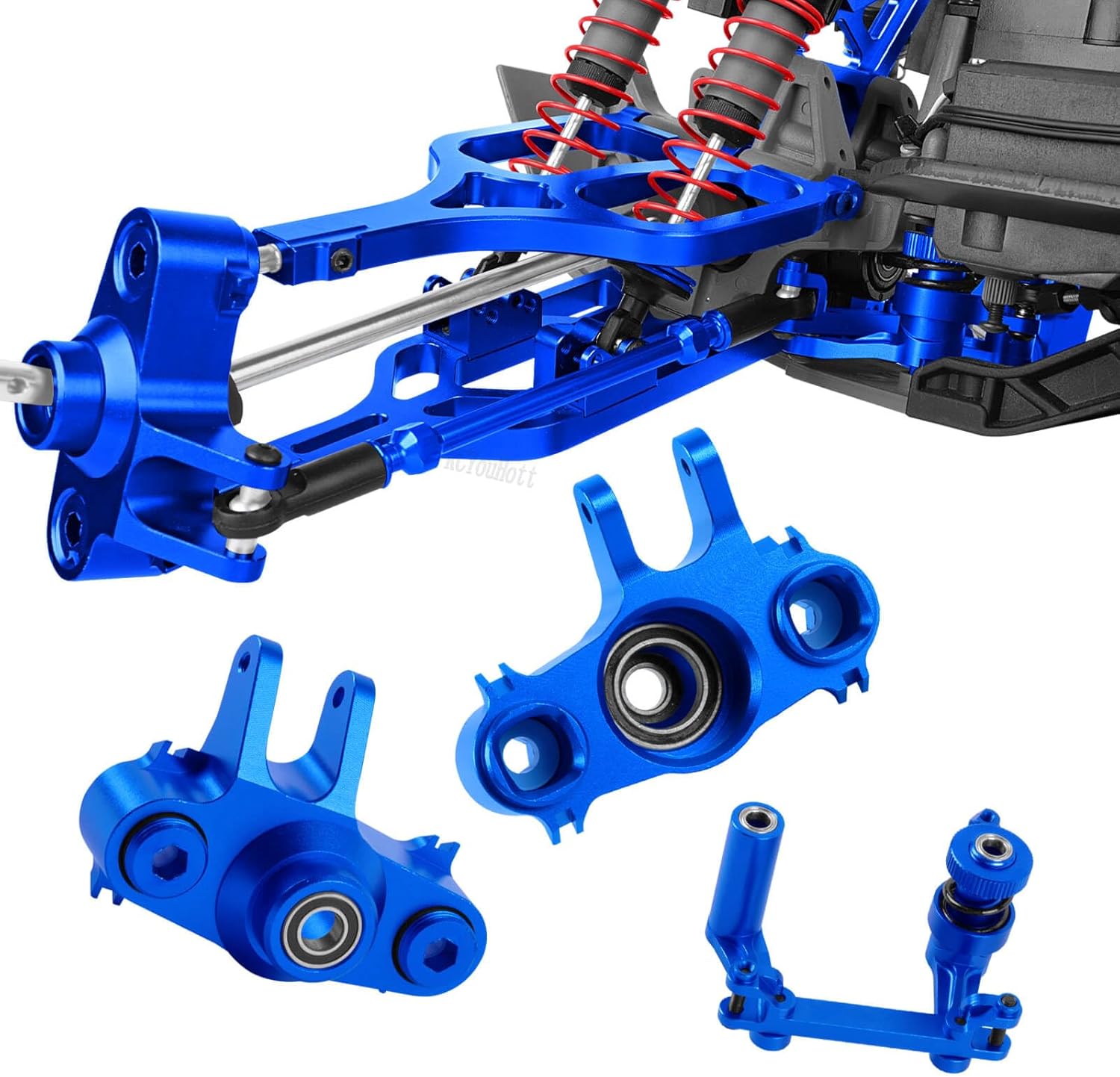 RC Alloy Suspension Arms&Steering Block Knuckle Arm&Shock Tower&Drive Shaft Axles&Push Rod Links&Steering Bellcranks Upgrades Part for 1/10 T-Maxx/E-Maxx,Driveshafts Hops Up,Navy Blue
