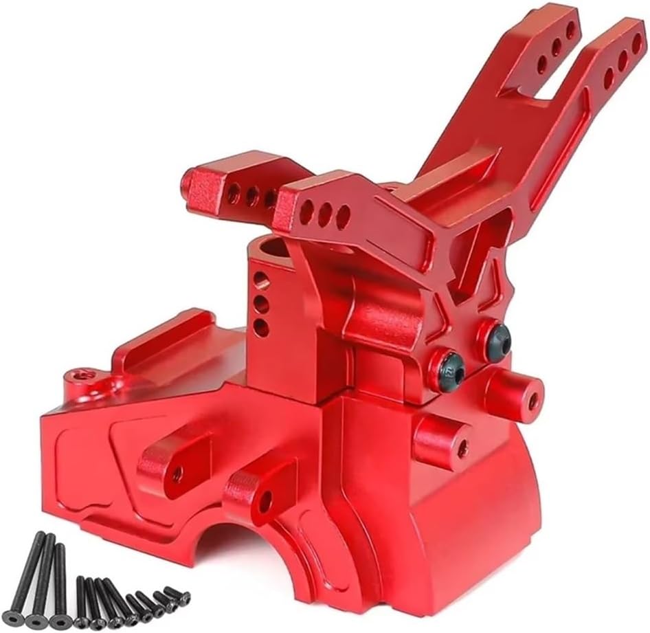RC Car Parts for Arrma 1/10 3S Bigrock for Granite for Senton for Typhon 1/8 Metal Front and Rear Gearbox Housing Gear Box Upgrade Parts Accessories(Red)
