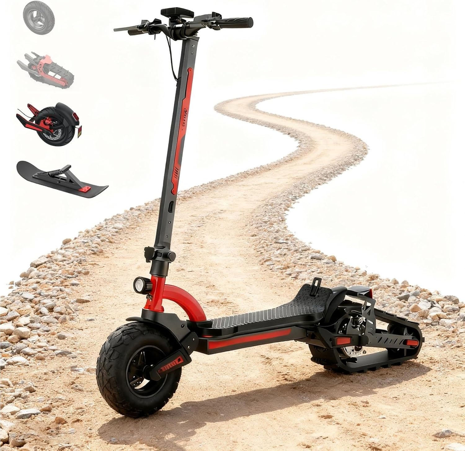 3-in-1 All-Terrain Scooter, 2000W Motor, 80km Range, 120kg Max Load, Max 35km/h, Foldable Design with LED Display for Adults Commuting & Off-Road AllTerrain