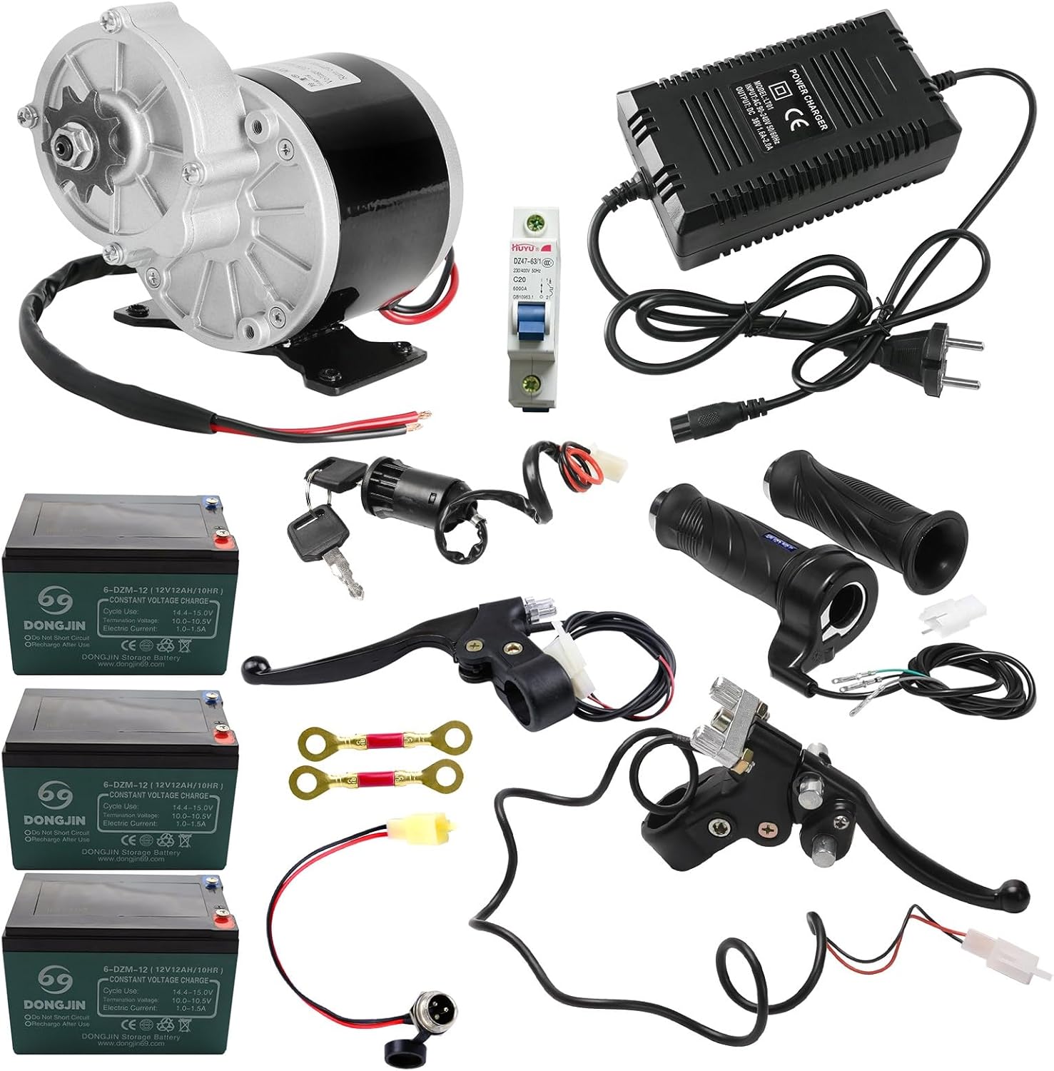 Brushed Electric Tricycle Motor MY1016Z3 36V 350W 300RPM DC Electric Bicycle Motor 9 Sprocket Gear Reduction Motor Kit for DIY Go Kart Electric Wheelchairs Scooter Mower Power Wheels