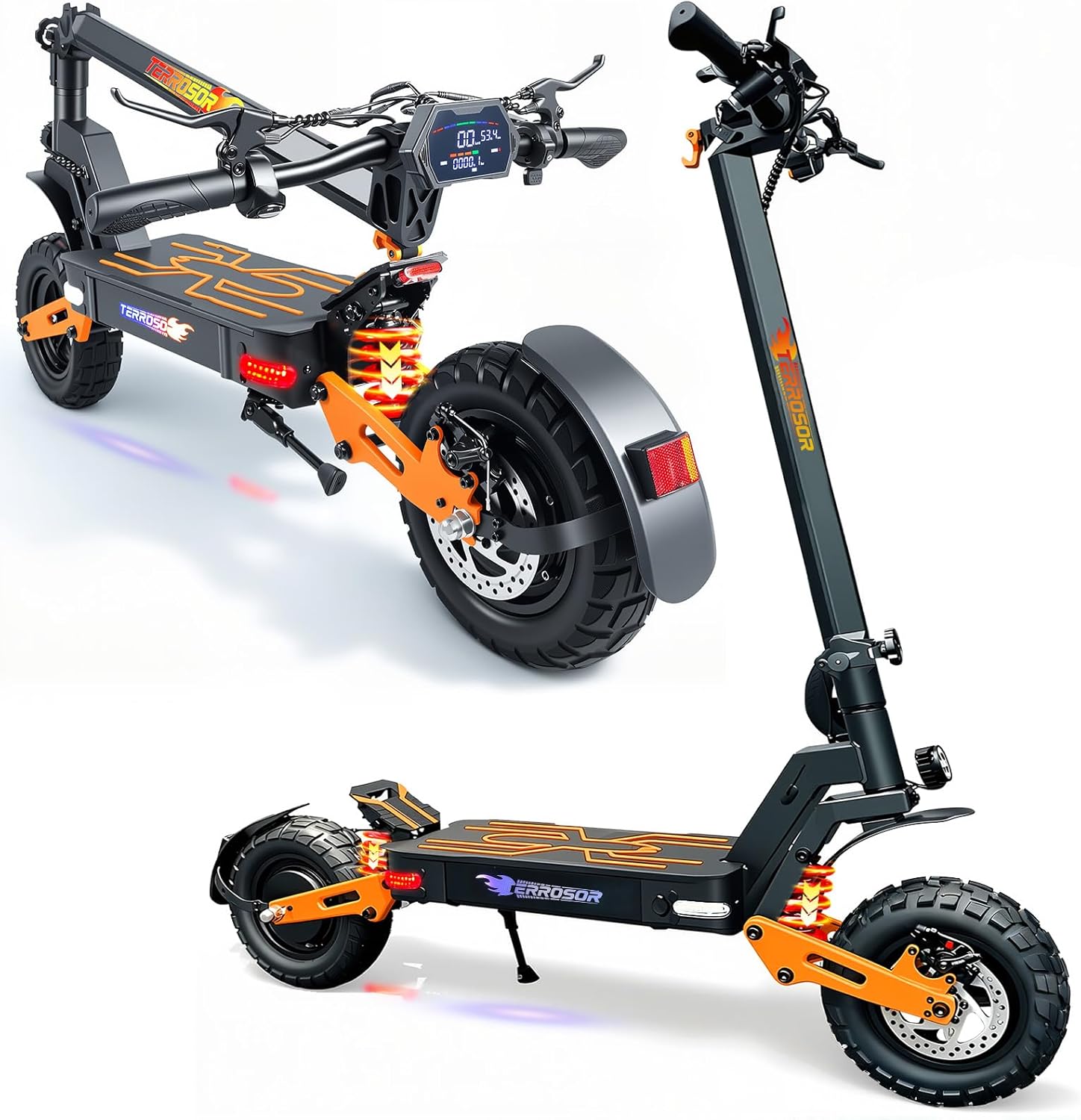 Foldable Electric Scooter 2000W Peak, 48V 25AH Battery, 45.9MPH Max Speed, 35 Miles Range, 500LBS Load, 11