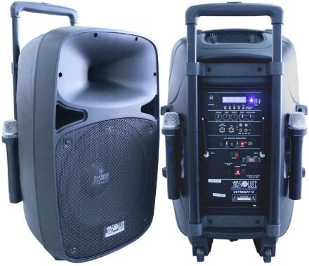 Absolute USA USPROBAT15 2500 Watts Max Power Speaker Built-in Battery/Bluetooth/Amplifier/SD/USB/FM Radio