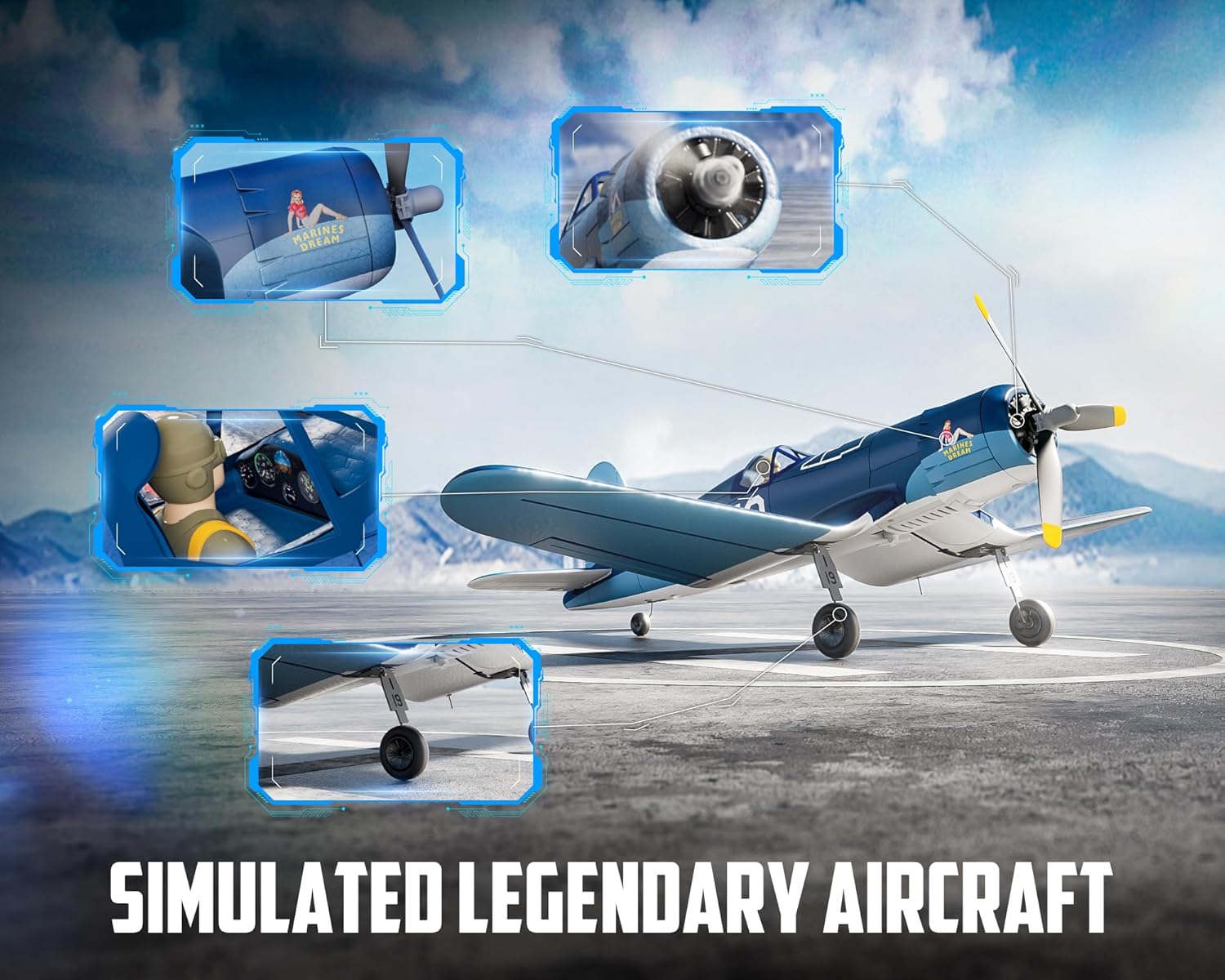 VOLANTEXRC Brushless RC Plane, 4 Channel Remote Control Airplanes with 6-Axis Gyro,3 Modes & Aerobatics, 2.4GHz Radio Controlled Aircraft for Beginners & Adults