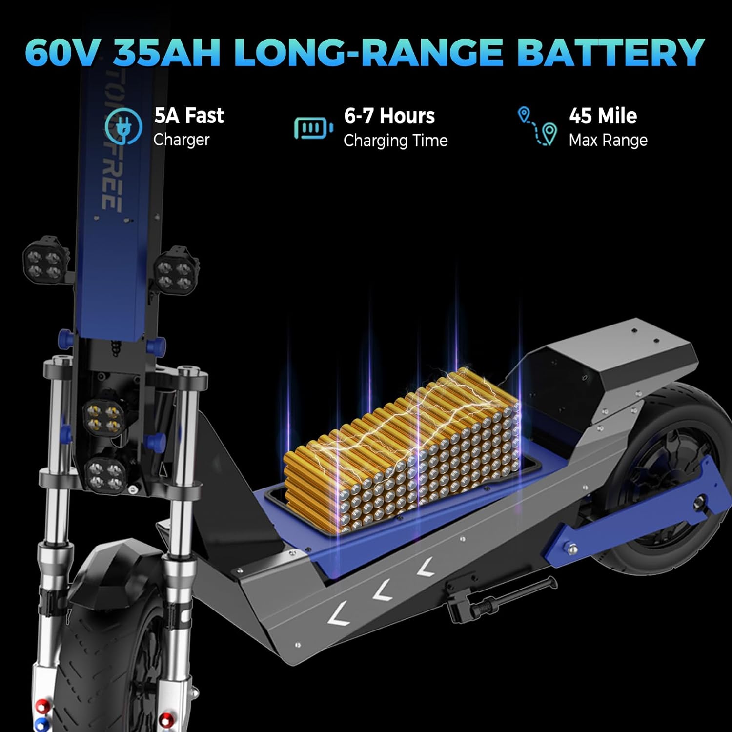 L7S 3000W Motor Escooter Adult, Max 40 MPH/45Miles, 60V 35Ah Large Battery, Full Suspension, Hydraulic Brakes, 11
