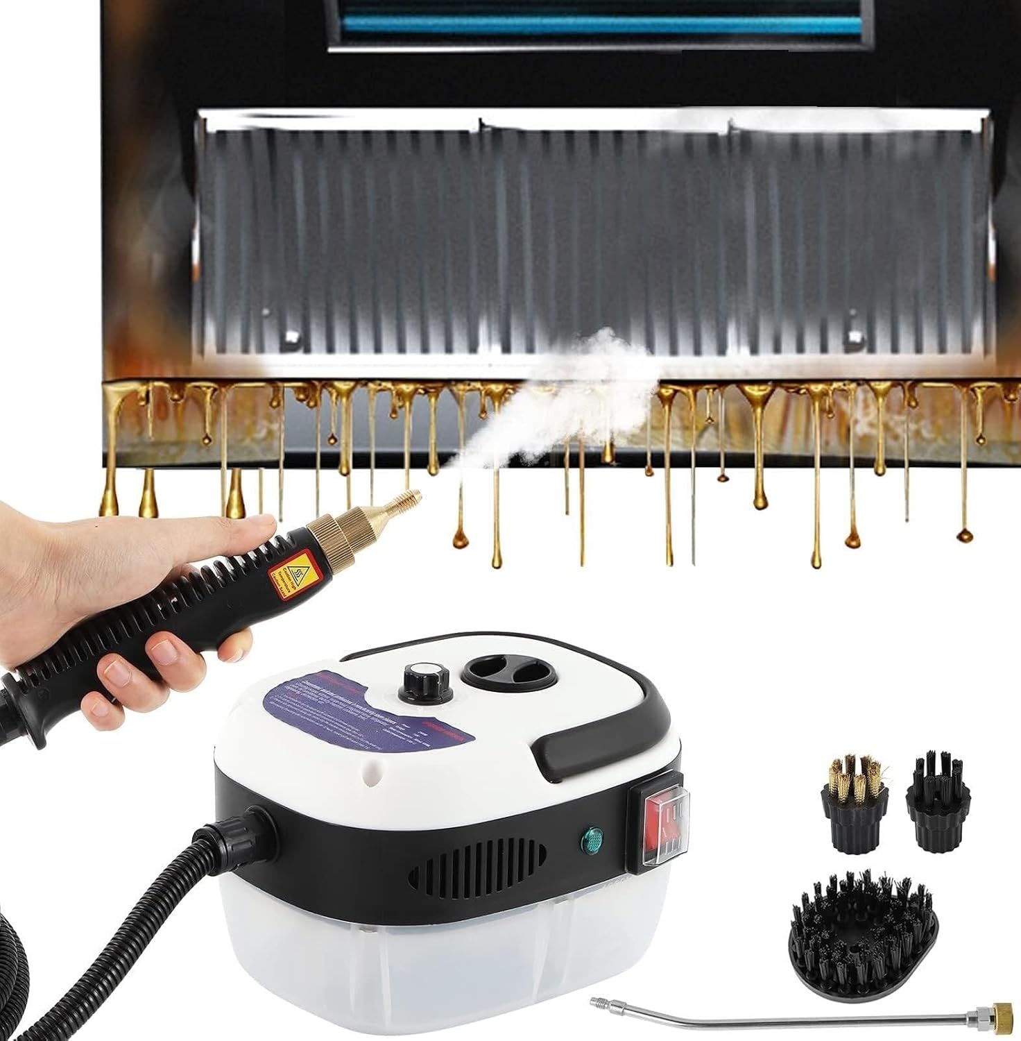 Handheld Pressurized Steam Cleaner with 4 Piece Accessory Set(White)