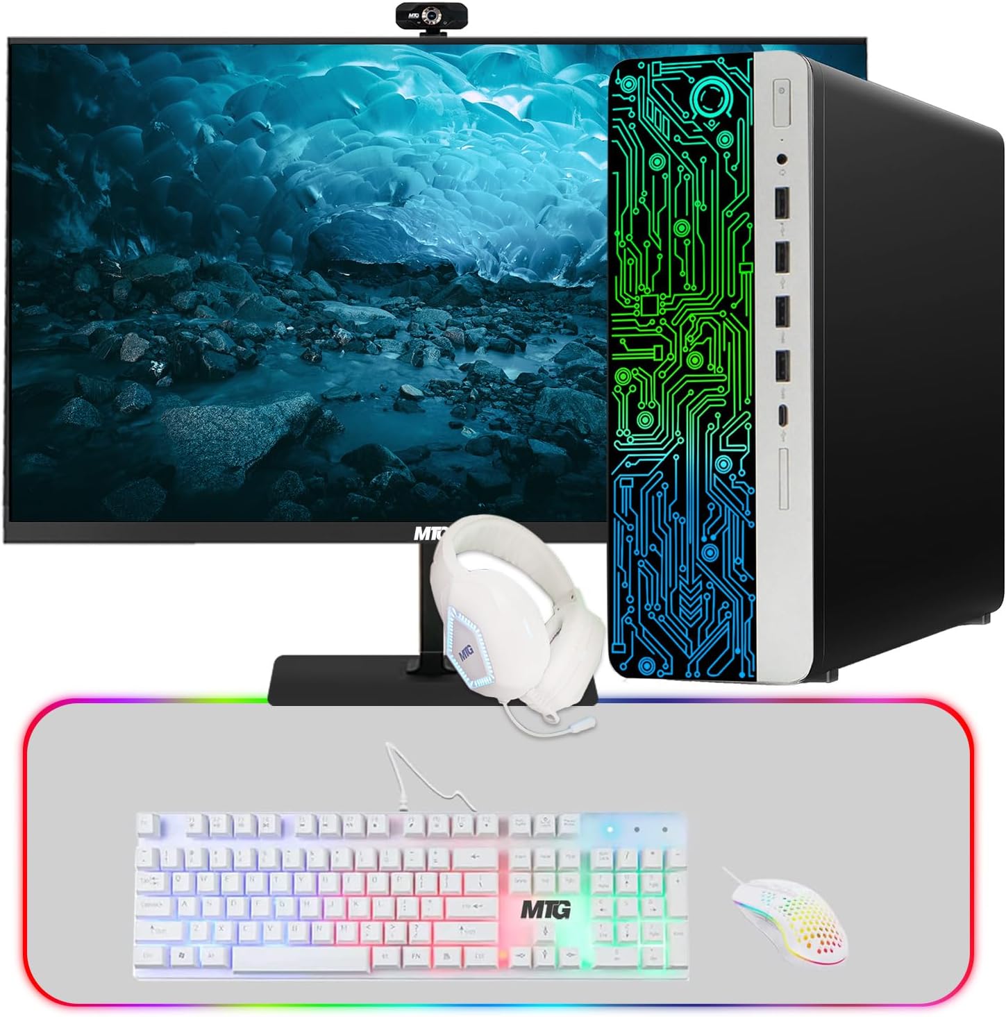 TechMagnet HP G3 Gaming Desktop PC, Intel Core i7 6th Gen, AMD RX 550 Graphics, 32GB RAM, 240GB SSD + 1TB HDD, MTG New 24 Inch Monitor, Gaming Kit Webcam, WiFi, Windows 11 Pro (Renewed)