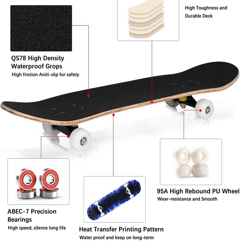 Skateboard Adult Tricks Skate Board for Beginner Birthday Gift Skateboards for Teens Girls Boys Adults Gear Complete Skateboard