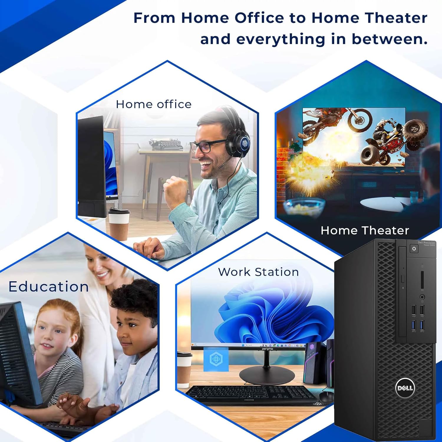 Dell Precision Tower 3420 SFF Desktop Computer, Intel Core i5-6500 3.2GHz, 16GB RAM, 512GB Solid State Drive, WiFi, BT, 4K Support, Keyboard & Mouse, Windows 11 Pro 64bit, (Renewed)