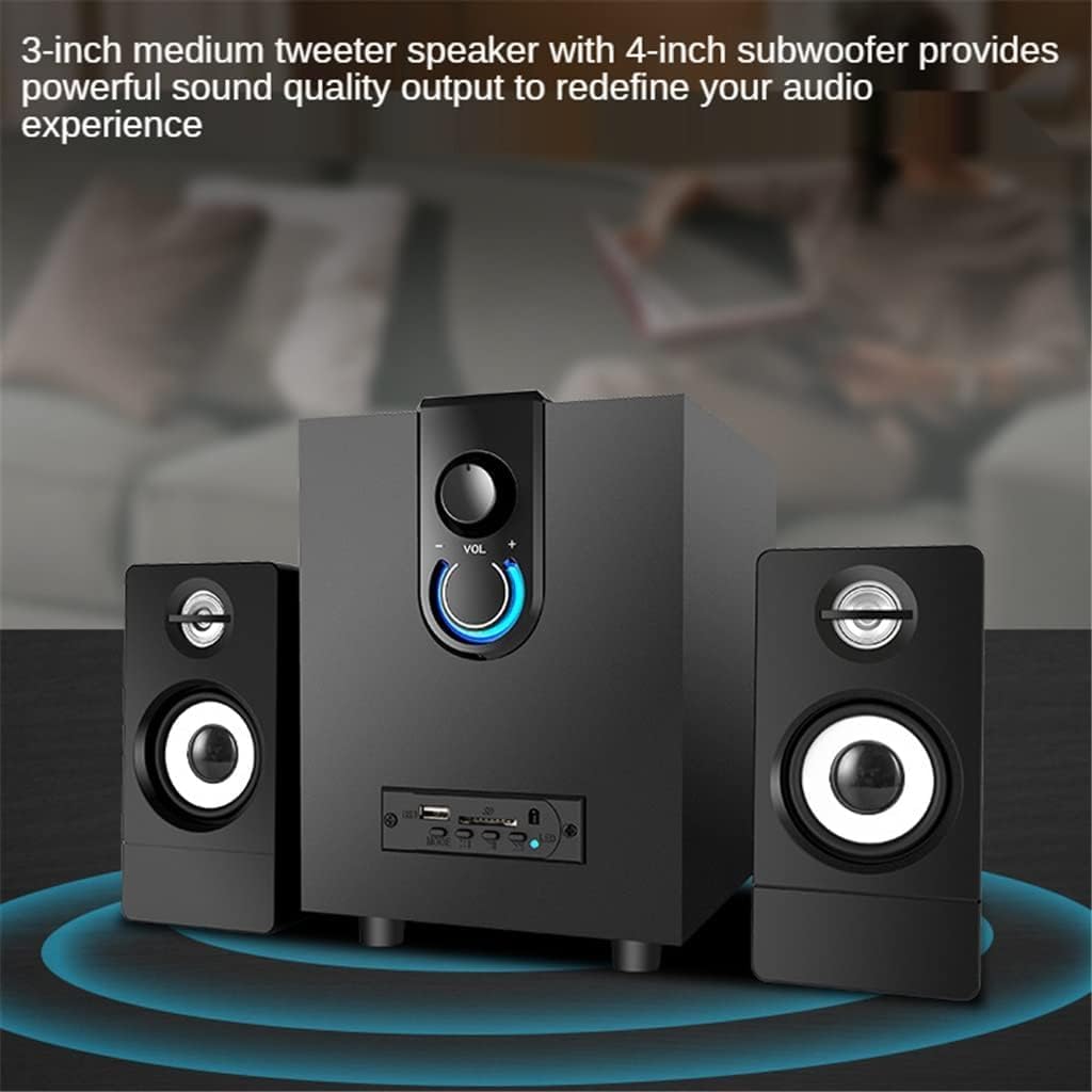 Computer Speakers for Desktop, 2.1 Active Wooden Multimedia Speakers Subwoofer Computer Speakers for Desktop PC Accessories Home Office