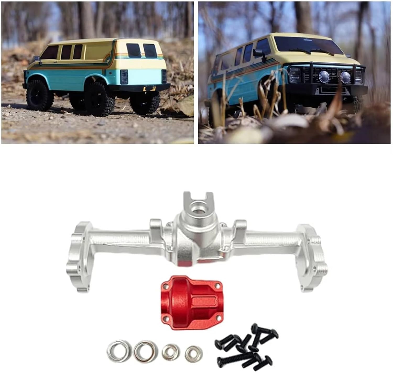 RC Spare Part Compatible with HOBBYPLUS 4WD for CR18P for Rock for Van 1/18 RC Crawlers Parts Off-Road 2pcs Aluminum Front & Rear Portal Axle 195g(Silver)