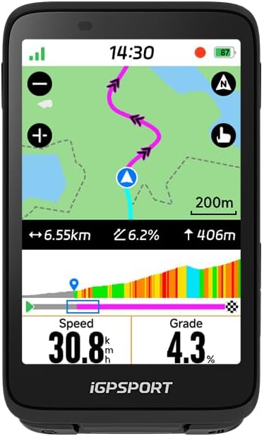 iGPSPORT BiNavi Bike Computer, 3.5‘’ Touch Screen Map Navigation Music Control Climb Tips, Wireless GPS Cycling Computer
