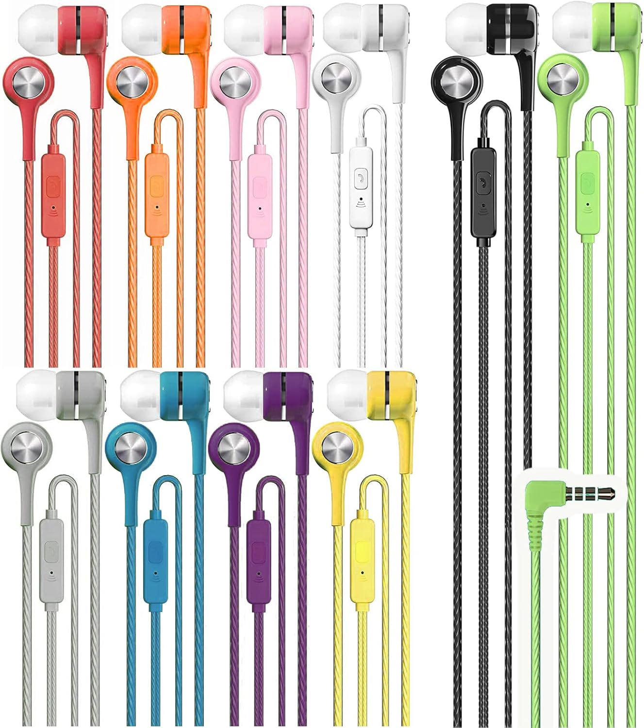 Maeline Bulk Earbuds Headphones with Microphone, Noise Isolating Bass Stereo Tangle Free Wired Earphones, Compatible with Android, iPhone, iPad, Laptops, MP3, Fits 3.5mm - 400 Pack - Wholesale Bundle