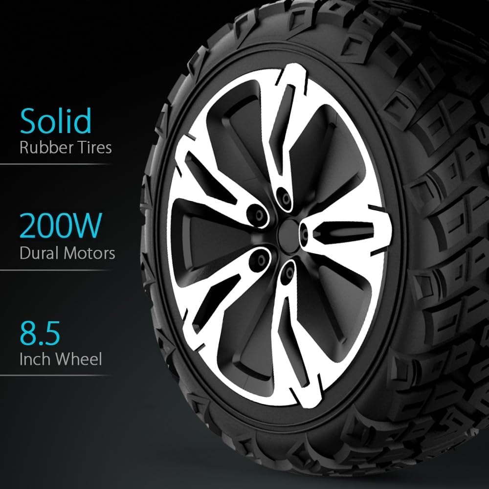 Gyroor Warrior 8.5 inch All Terrain Off Road Scooter with Bluetooth Speakers and LED Lights,Self Balancing Scooter for Kids ages 6-12 and Adults