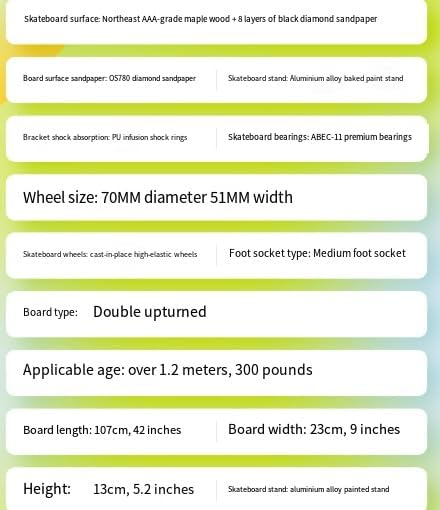 42-inch Twin-tip Skateboard for Street Cruising Adult Skateboard Gift for Beginners and Professionals Versatile Suitable for Male and Female Skaters