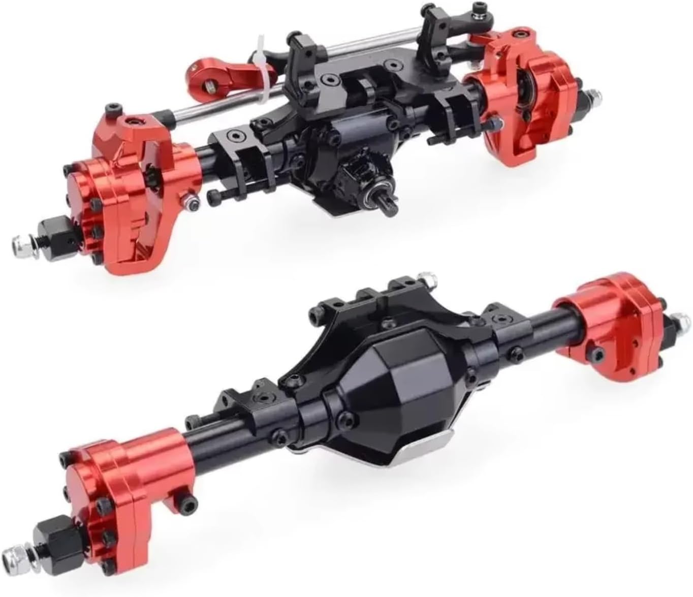 Rc Crawlers Axles For Axial For SCX10 III 90046 90047 1/10 Metal Front Rear Portal Axle Frame RC Crawler Model Accessory Repair Assemble(Black)