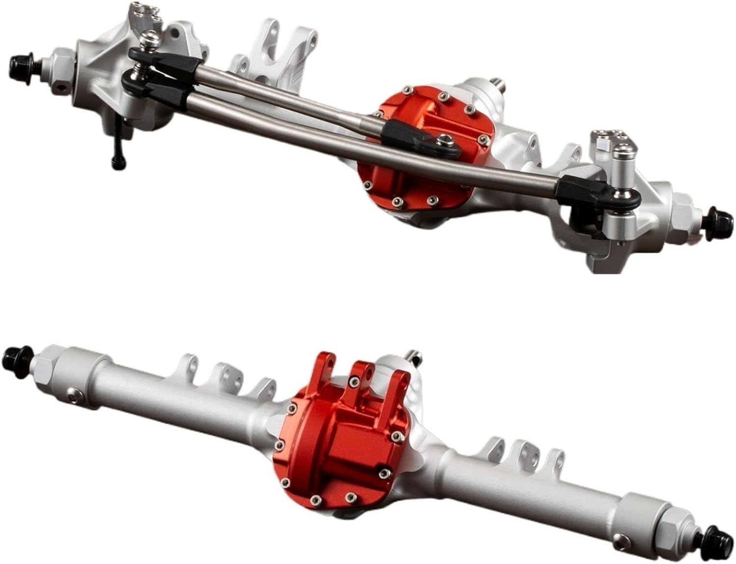 CNC Machined Aluminum HD44 Offset Straight Axle Set for Axial SCX10 II VS4-10 RC Rock Crawler Chassis(Silver)