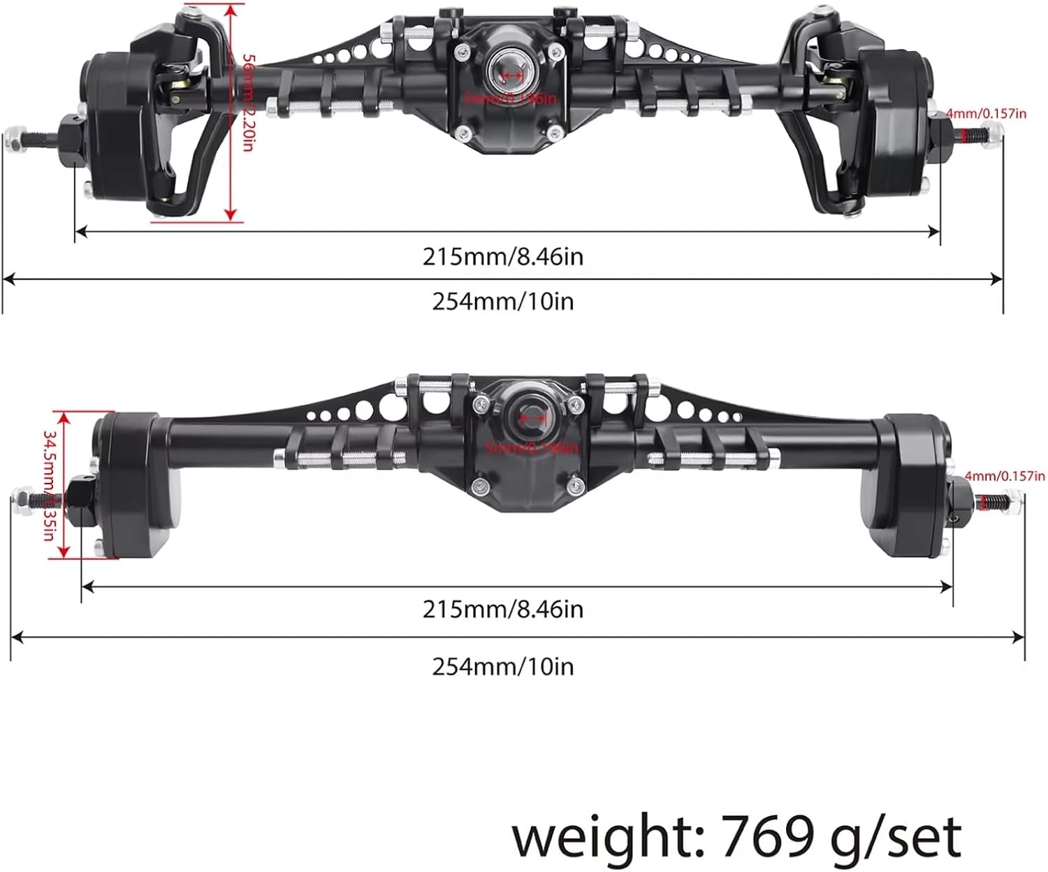 RC Axle Models For Axial For Capra 1.9 For Unlimited Trail For Buggy For UTB For Currie F9 1/10 Front Rear Portal Axle RC Crawler Car Upgrade Part(Silver,1set)
