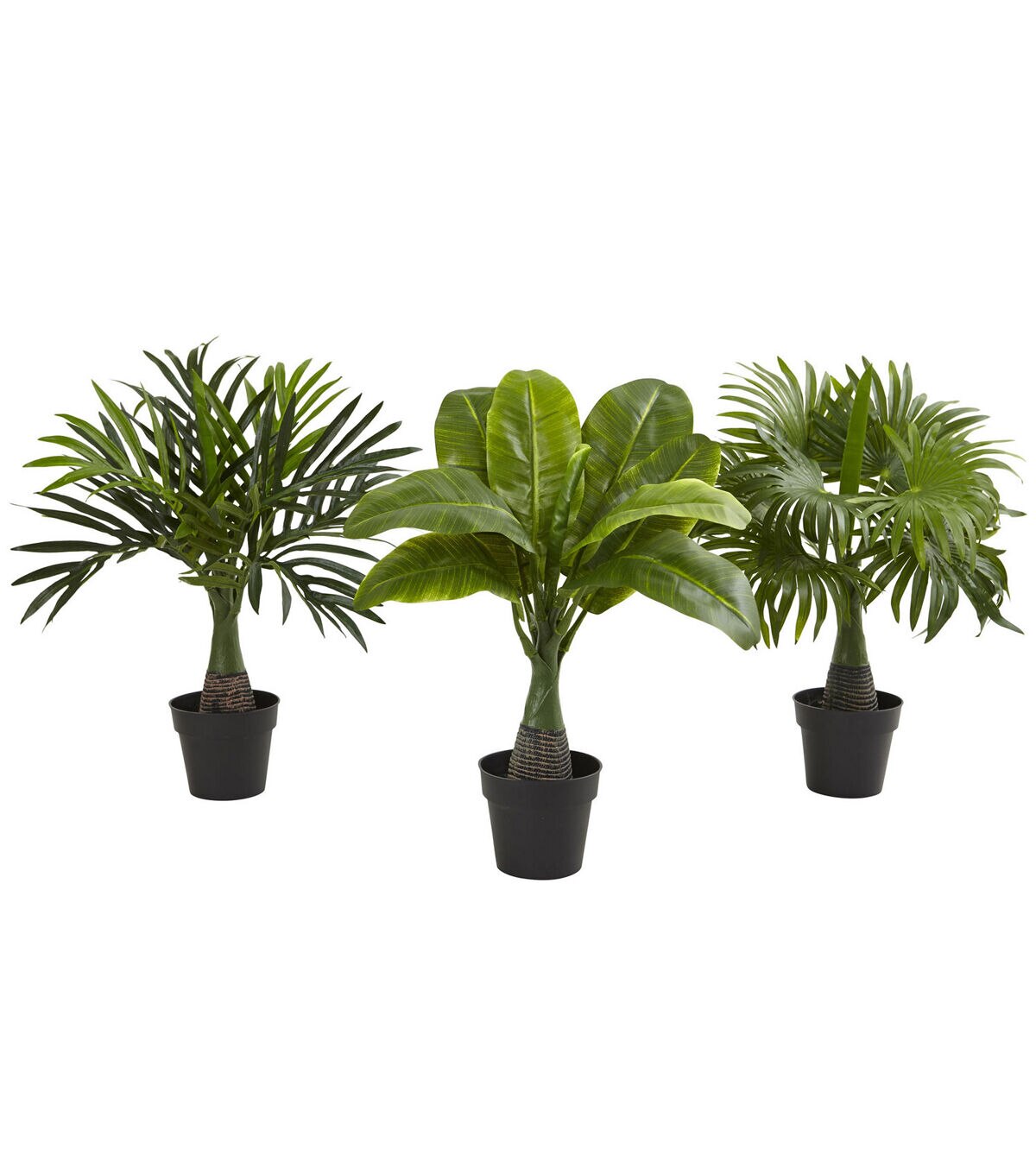 Nearly Natural Areca Fountain & Banana Palm Artificial Trees 3ct