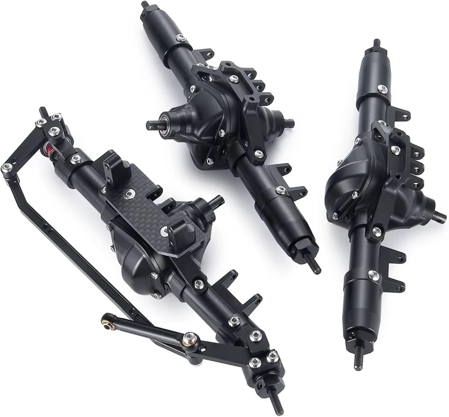 Rc Front Rear Axle for Axial for SCX10 1/10 RC Crawler Car Truck Upgrade Parts Metal Alloy Front Middle Rear Axle with Servo Mount(1Set)