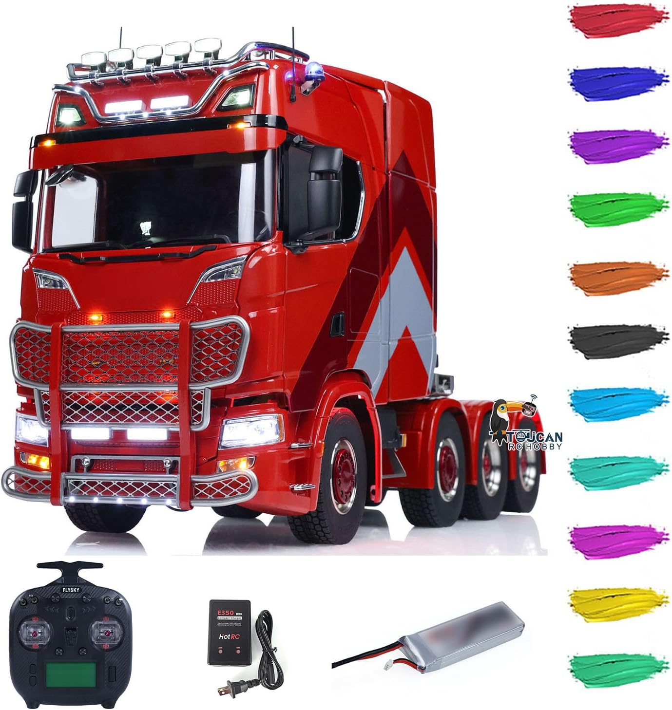 TOUCAN RC HOBBY 1/14 RC Tractor Truck 770S 8x8 Metal Chassis Remote Control Lorry Lock Differential 3Speed Cab Suspension Smoking ST8 Battery for Adult