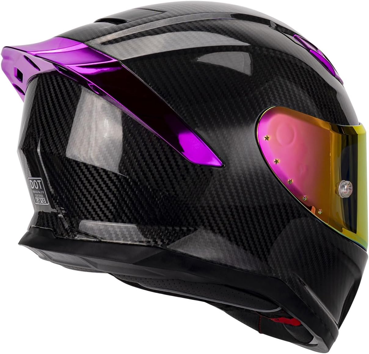 Carbon Fiber Full Face Motorcycle Helmets with Spoiler Sport Touring Street Motorcycle Helmet - Bluetooth Ready Speaker Pockets