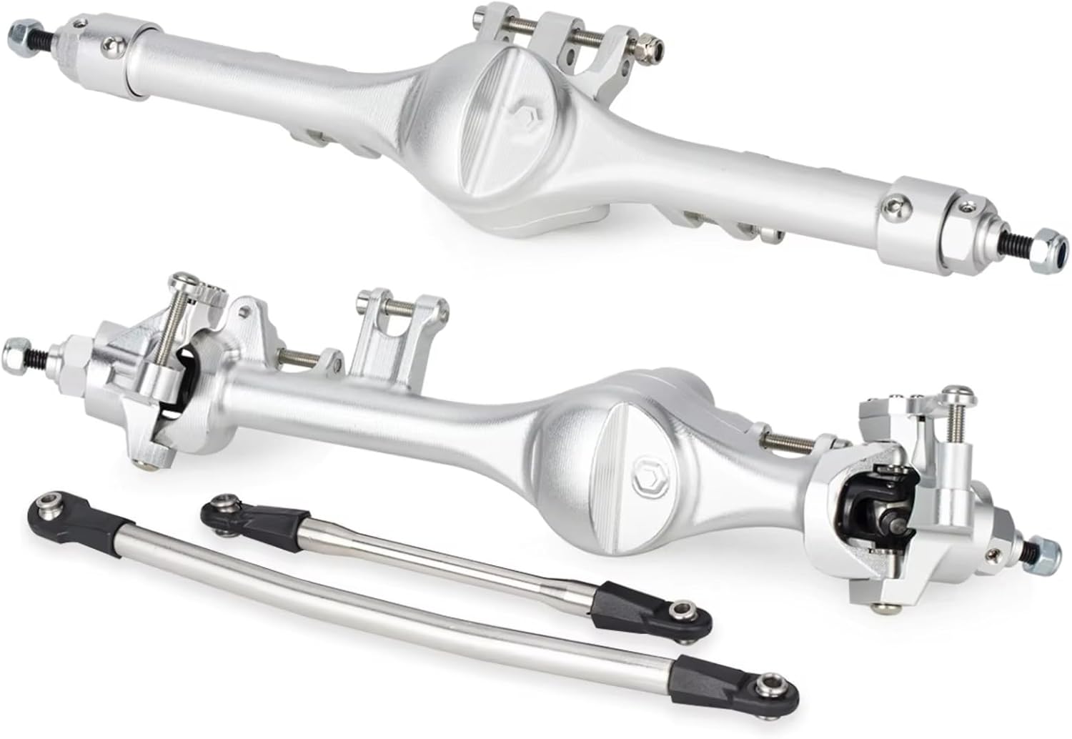 Rc Crawlers Axles For Axial For SCX10 II VS4-10 F10T Aluminum Front Rear Straight Axle Assembly RC Crawler Upgraded Model Accessory Assemble(Silver,1set)