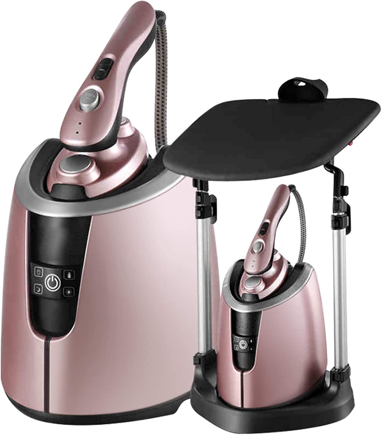Clothes Garment Steamer - Vertical Double Pole Telescopic Clothes Steamer 1800W Professional Iron Household Small Iron Handheld Ironing with Ironing Board,Pink