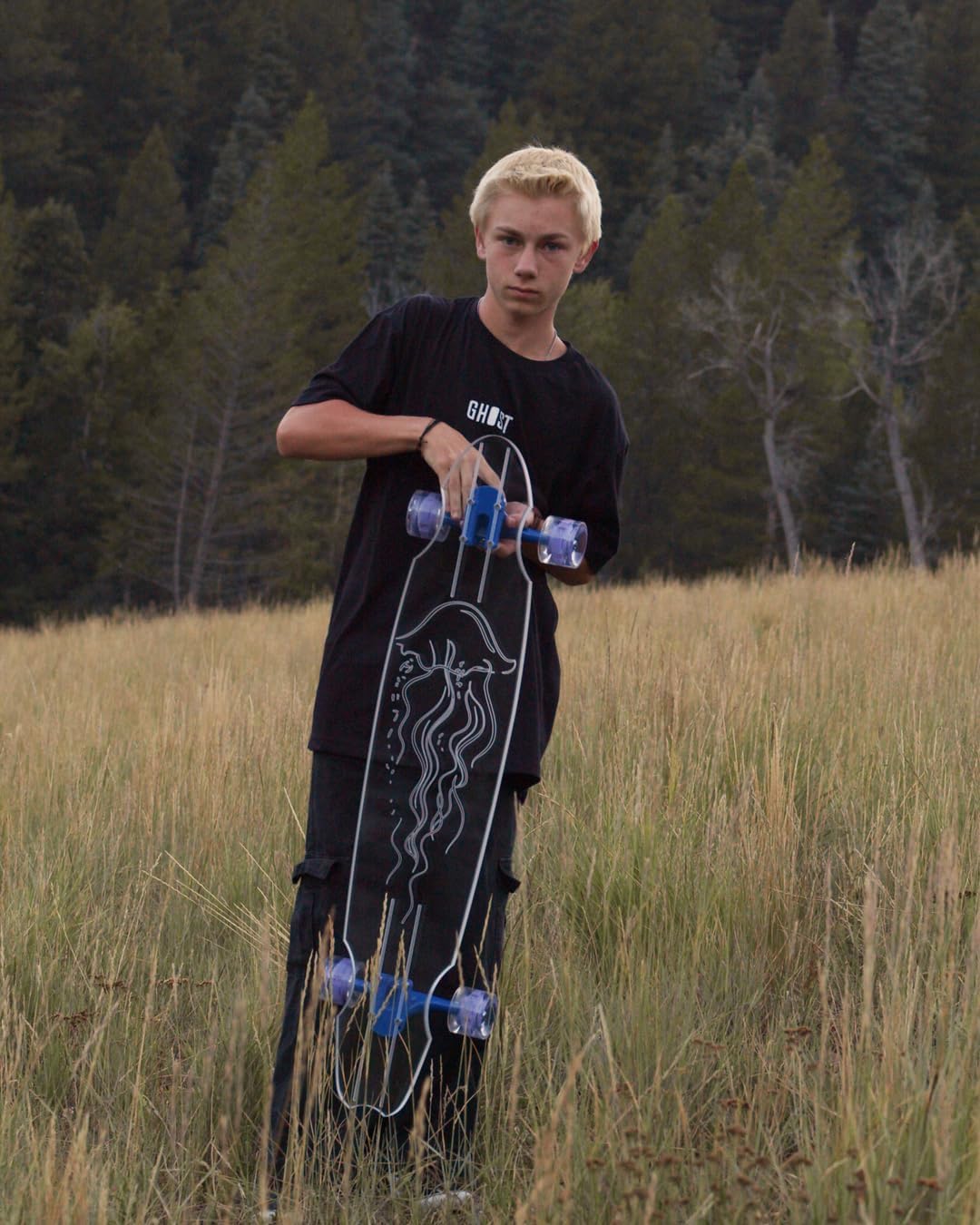 GHOST BOARDS Clear Longboard Skateboard - Transparent Acrylic Long Boards with Light-Up LED Wheels for Smooth Rides - Ride The Streets in Style with Longboard Built for Beginners & Pros Alike