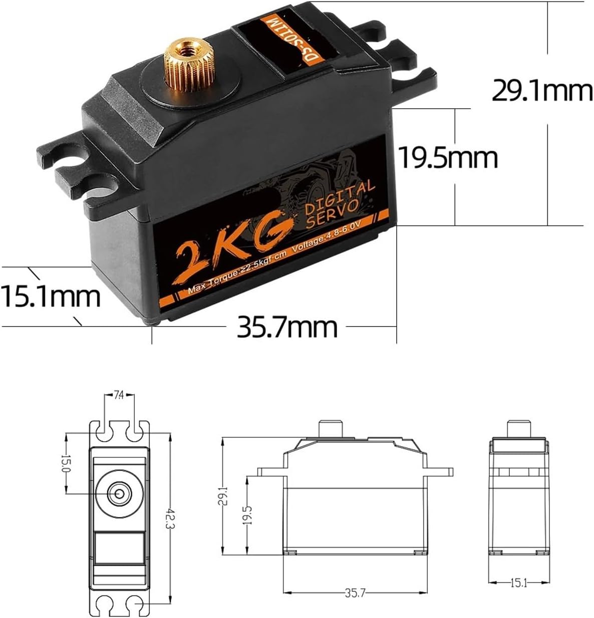 1/5/10/20pcs 2KG Metal Gear Digital servo Waterproof Suitable for 144001 12428 124018 Mn99s Mn86 1/12(20PCS Metal 2KG)
