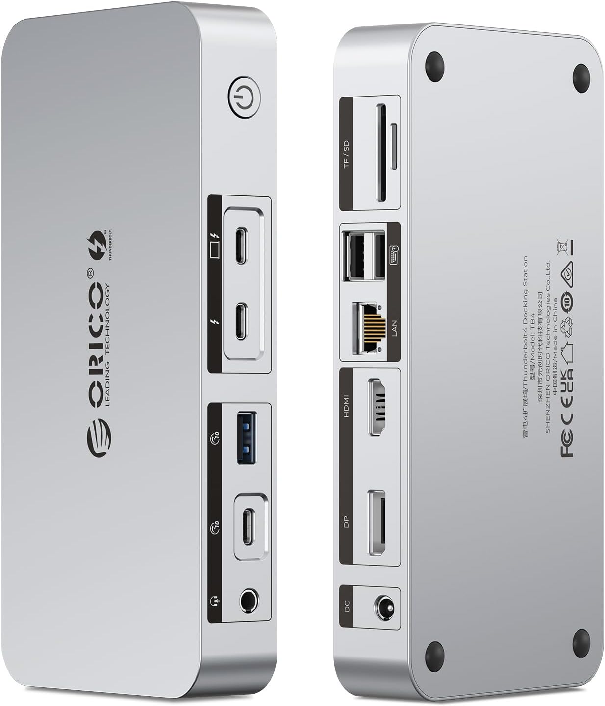 ORICO Thunderbolt 4 Dock,40Gbps 12-in-1 HUB Docking Station Support Single 8K/Dual 4K and Daisy Chain Expansion,Compatible HDMI/DP Port,SD/TF Slots Ideals for Media Editor-TB4