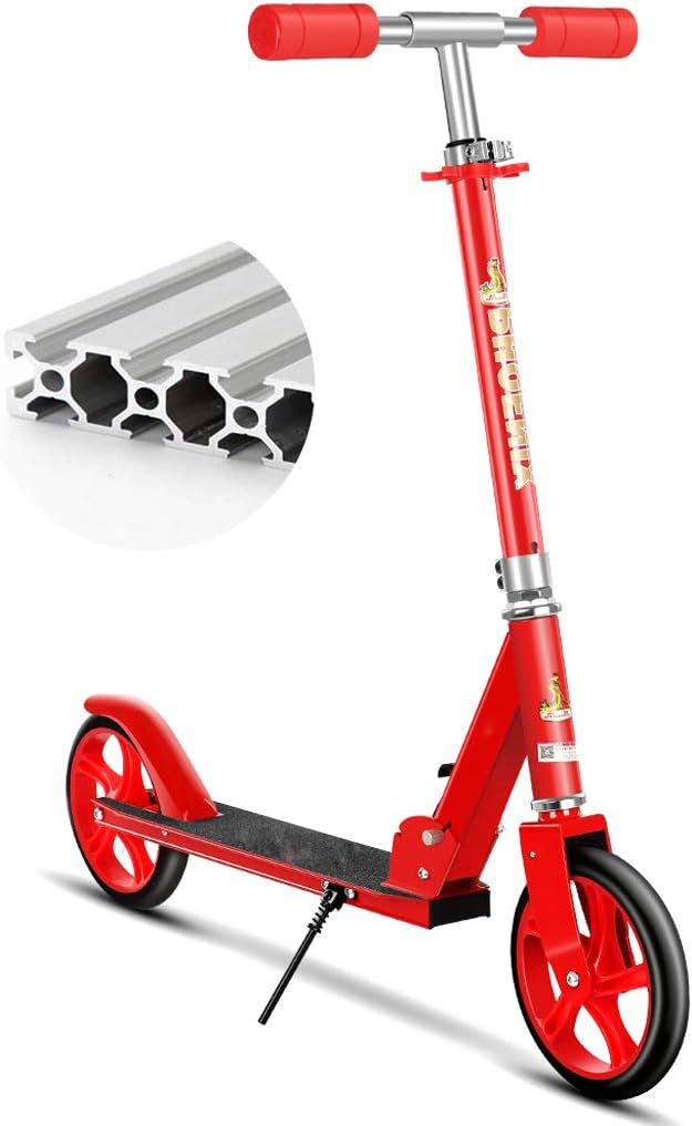 Kick Scooters Adult Featuring Quick-Release Folding System Foldable Trick Scooters with Shoulder Strap 200mm Big Wheels Aluminum Alloy Deck Support 90kg