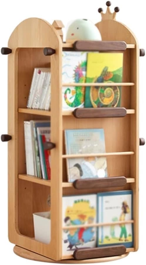 Creative Floor Bookshelf Rotatable Bookcase Small Locker Display Storage Bookshelf Suitable for Living Room Study Office (Color : A)
