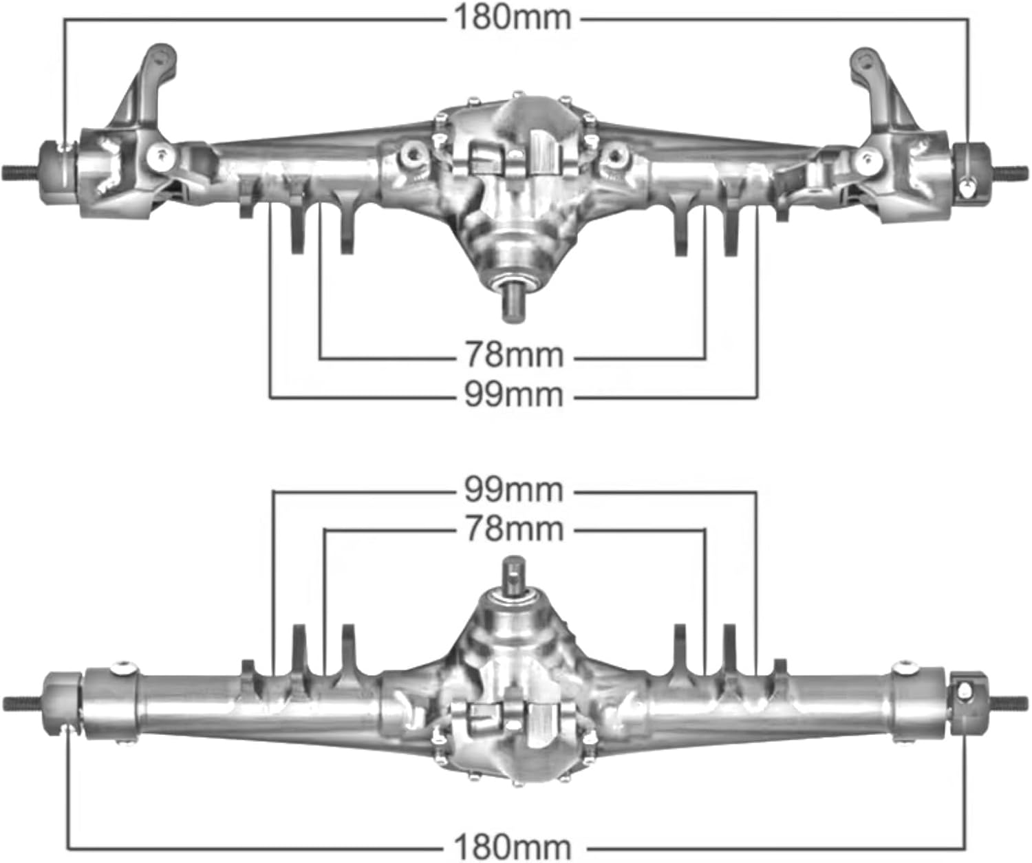 For SCX10 II For Element For Enduro CC01 1/10 RC Car Crawler Rig Integrated CNC Aluminum Front Rear Axle Upgrade Accessories Rc Parts(Black,Front and Rear)