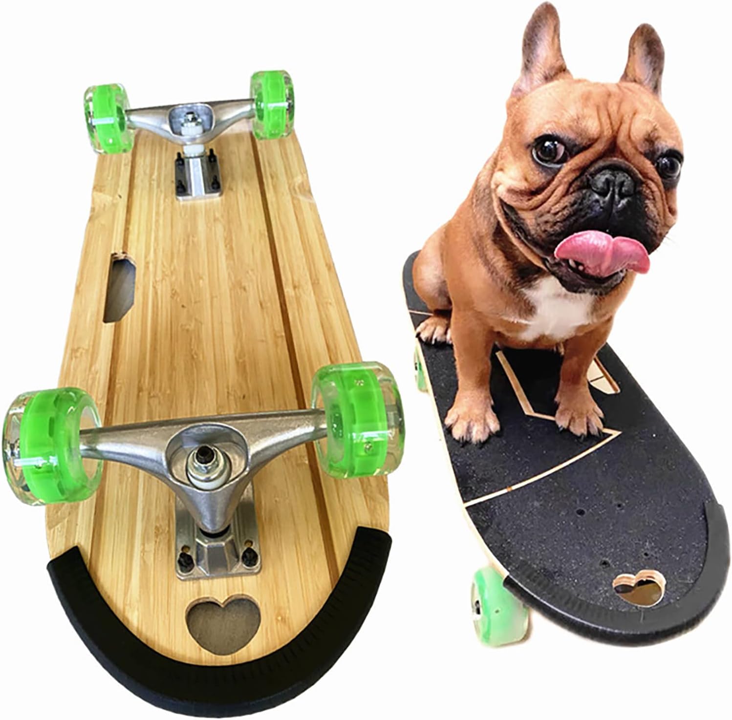 Pet Skateboard with Surf Stand,Complete Designed for Dogs and Pets with Colorful PU Wheels, for English-French Bulldog (62X21cm)