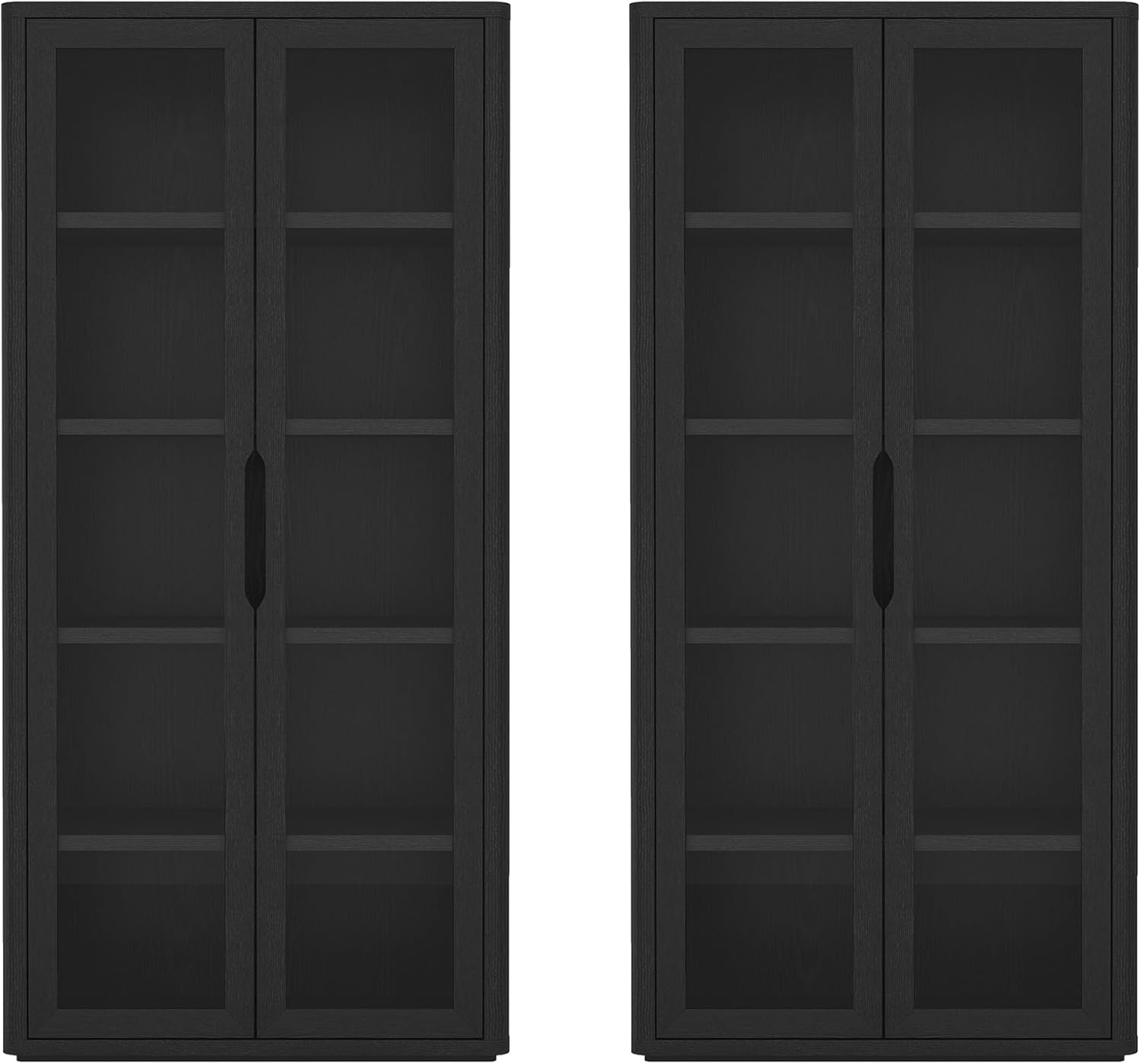 Manhattan Comfort Rivington 5-Shelf Bookshelf with Soft Close Glass Doors, 79