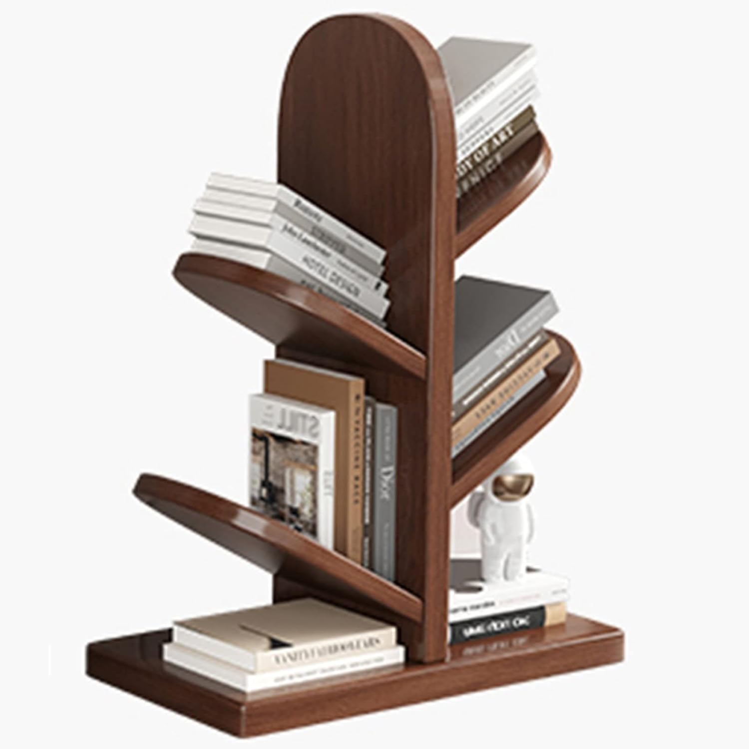 PAKMEZ Tree Shelf, Tree Shape Standing Shelf Bookcase Standing Shelving Unit Modern Design CD DVD Shelf for Bedroom Living Room Home Office Children's Room (Color : Walnuss, Size : 7 Floors)