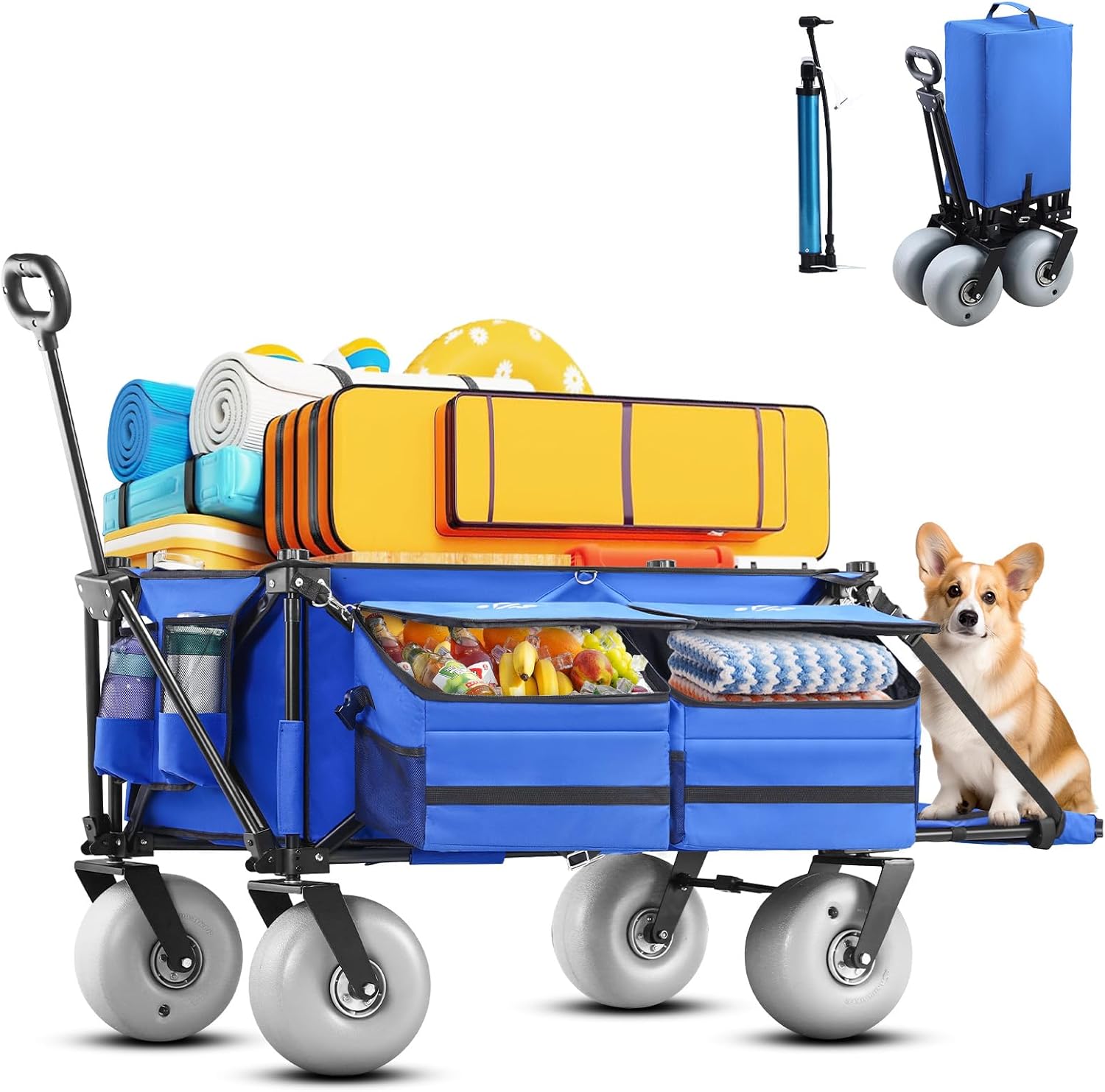 Beach Wagon with Big Wheels for Sand,260L Extra Large Beach Cart with 9