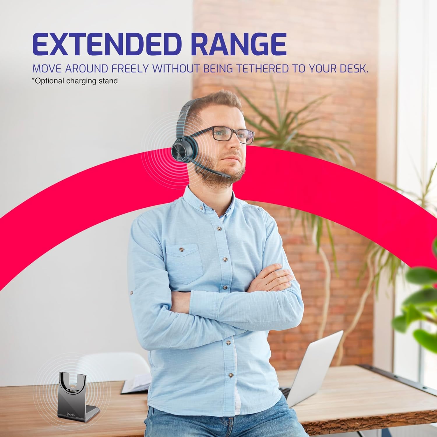 Poly Voyager 4310 - Plantronics UC Wireless Bluetooth Mono Headset (USB-C) - Bundled with Global Teck Microfiber Cloth - Compatible with Deskphone, PC/Mac, Works with Zoom, RingCentral, 8x8, Vonage