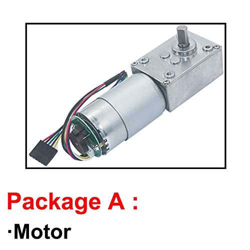 DC Motor DC Worm Geared Motor Encoder 24V 12V High Torque Electric in DC Motor 12-470Rpm Self Locking Adjustable Speed Reversed Motor - (Speed(RPM): 24V 40Rpm; Voltage(V): Package D)