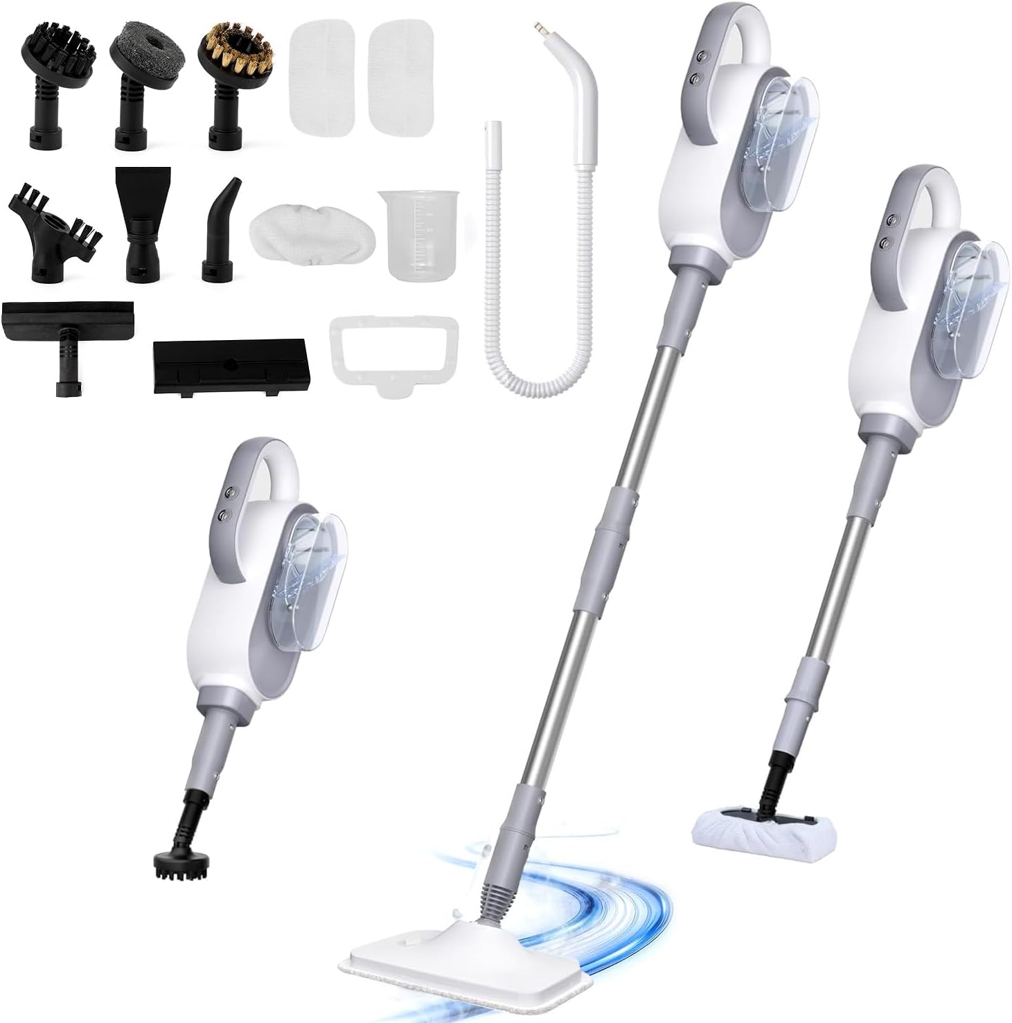Steam Mop, 13-in-1 Powerful Handheld Steam Cleaner with 14 Accessories, 16.9OZ Removable Tank & 23FT Power Cord, Detachable Steam Mops for Floor Cleaning, Tiles, Windows, Carpets