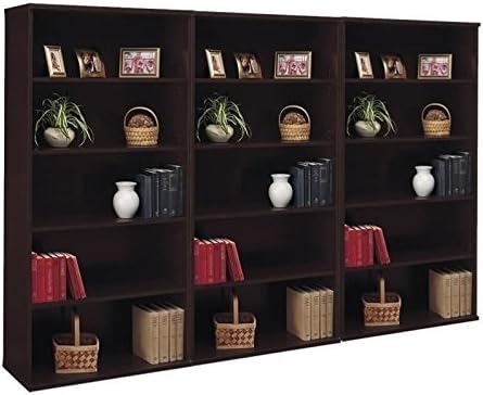 BBF Bush Business Furniture Series C 5 Shelf Wall Bookcase in Mocha Cherry