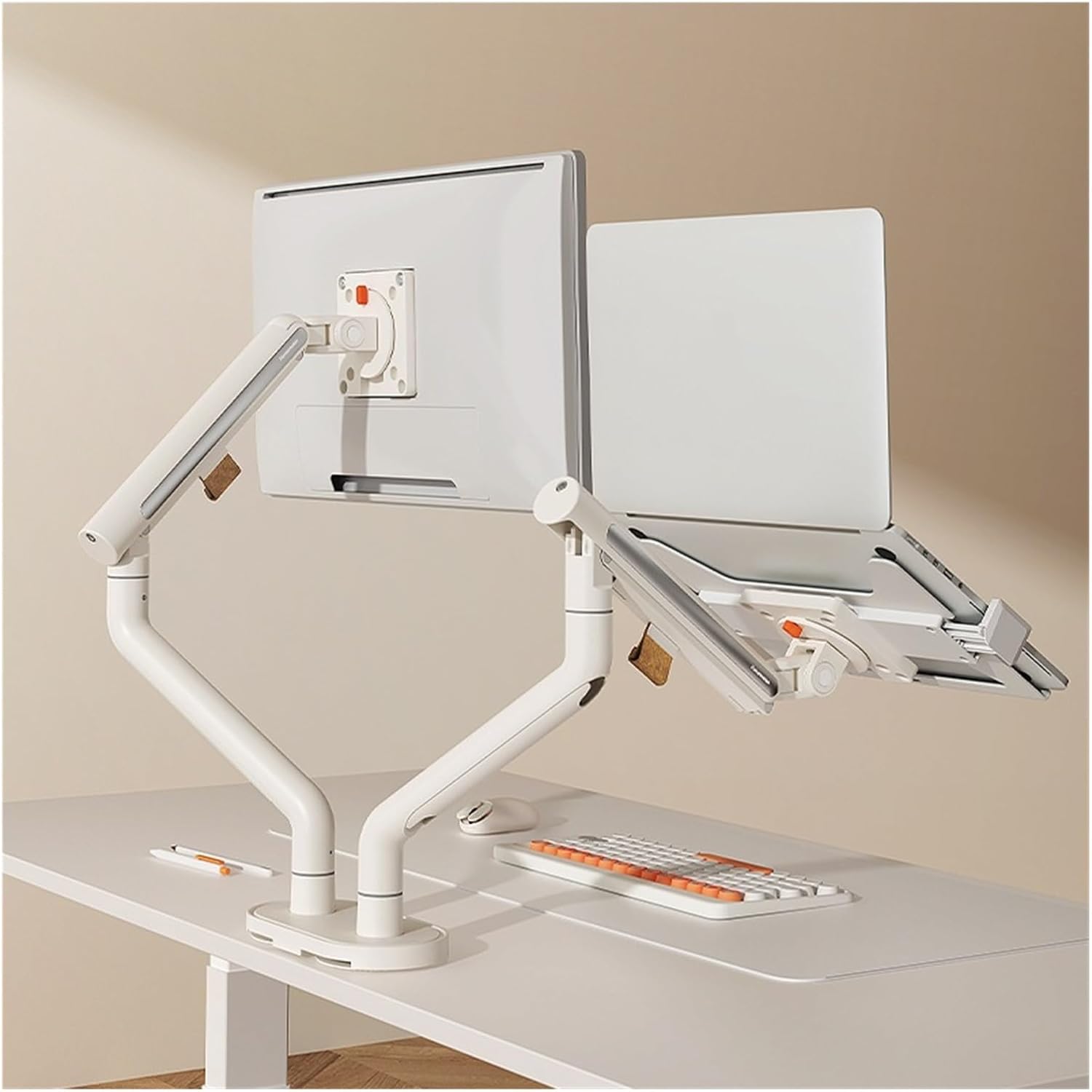 Monitor Stand Mechanical arm Cantilever Lifting Desktop Computer Display Screen White Base T7-2