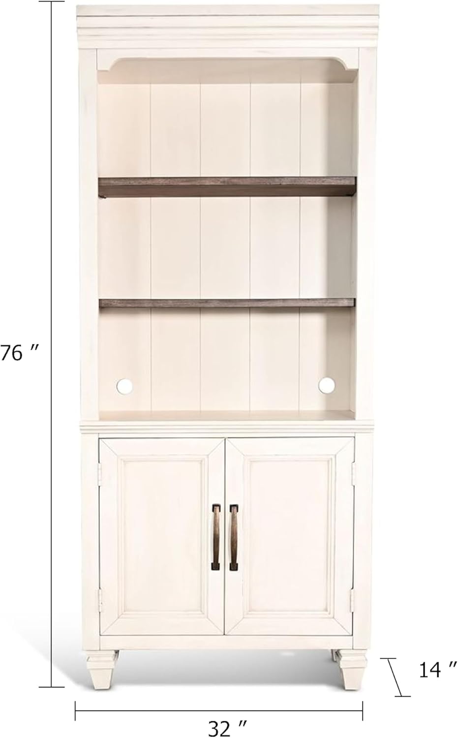 Benzara Barnie Bookcase Cabinet with 3 Open Shelves, Brown White Mahogany Wood