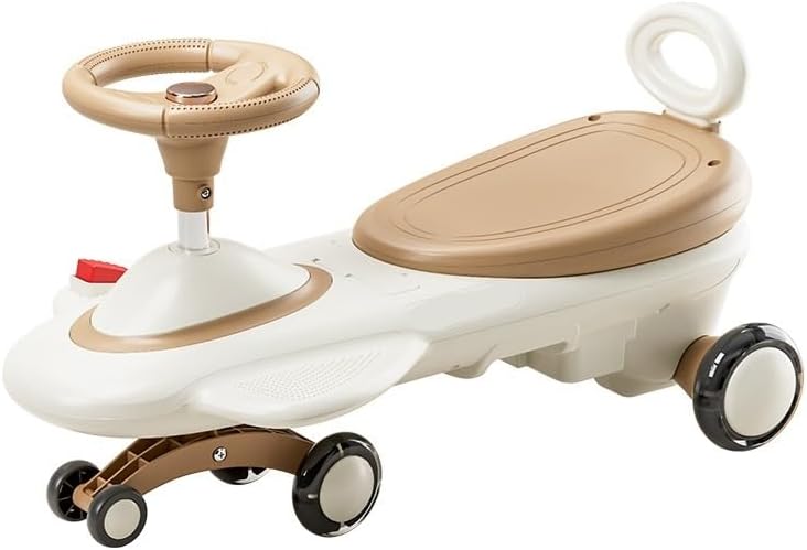 Wiggle Scooter Kids Electric Ride On Car 6V Wiggle Car with Lights Music for Boys Girls Indoor/Outdoor Toy Vehicle(Brown,Electric Type)