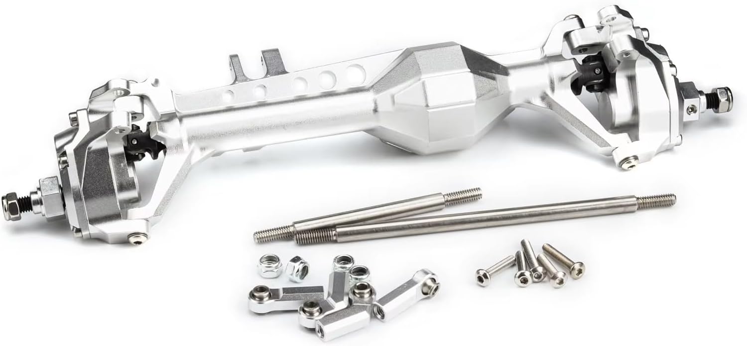 RC Axle Models For Vanquish VS4-10 For Axial 1/10 High Strength Aluminum CNC Machining Front And Rear Portal Axle Parts RC Crawler Model(Silver)