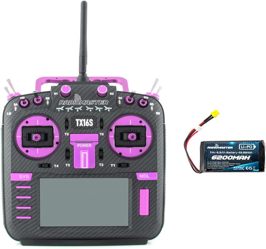 RadioMaster TX16S MAX MKII Carbon Purple JB Color with Sound Pack Hall Gimbal Remote Control RC Transmitter ELRS Mode 2 (ELRS Mode 2 with 6200)