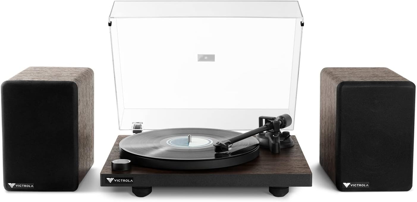 Victrola Turntable System Includes T1 Vinyl Record Player & M1 Bookshelf Monitors